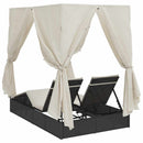 vidaXL Dupla napozóágy Meleg fehér 205 x 129 x 200 cm polirattan