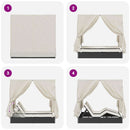 vidaXL Kettős Napozóágy Tetővel Fekete 205 x 129 x 200 cm PE rattan