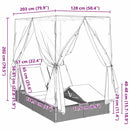 vidaXL Kettős Napozóágy Tetővel Fekete 205 x 129 x 200 cm PE rattan