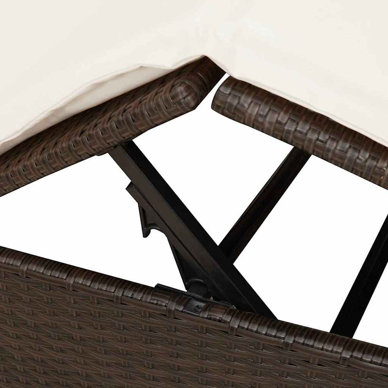 vidaXL Kettős Napozóágy Tetővel Barna 205 x 129 x 200 cm PE rattan