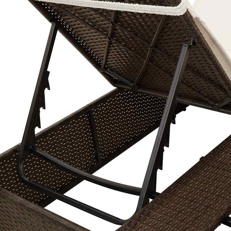 vidaXL Kettős Napozóágy Tetővel Barna 205 x 129 x 200 cm PE rattan