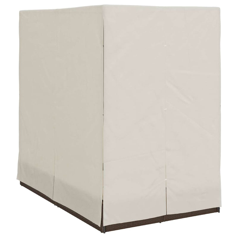 vidaXL Kettős Napozóágy Tetővel Barna 205 x 129 x 200 cm PE rattan
