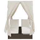 vidaXL Kettős Napozóágy Tetővel Barna 205 x 129 x 200 cm PE rattan