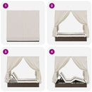 vidaXL Kettős Napozóágy Tetővel Barna 205 x 129 x 200 cm PE rattan