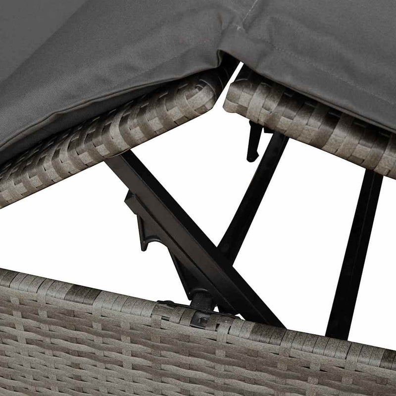 vidaXL Kettős Napozóágy Tetővel Szürke 205 x 129 x 200 cm PE rattan