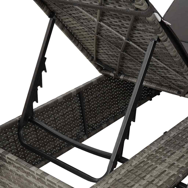 vidaXL Kettős Napozóágy Tetővel Szürke 205 x 129 x 200 cm PE rattan