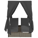 vidaXL Kettős Napozóágy Tetővel Szürke 205 x 129 x 200 cm PE rattan