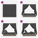 vidaXL Kettős Napozóágy Tetővel Szürke 205 x 129 x 200 cm PE rattan