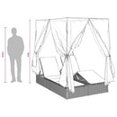 vidaXL Kettős Napozóágy Tetővel Szürke 205 x 129 x 200 cm PE rattan