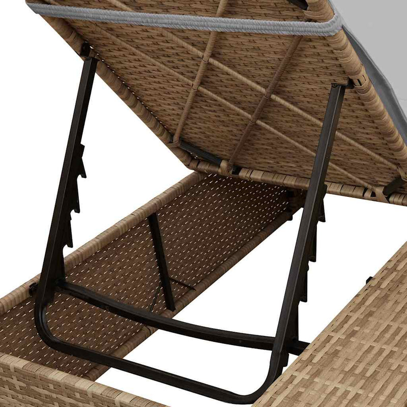 vidaXL Kettős Napozóágy Tetővel Bézs 205 x 129 x 200 cm PE rattan
