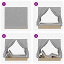 vidaXL Kettős Napozóágy Tetővel Bézs 205 x 129 x 200 cm PE rattan