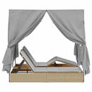 vidaXL Dupla napozóágy Állítható Szürke 205 x 129 x 200 cm polirattan