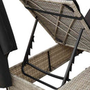 vidaXL Kettős Napozóágy Tetővel Világosszürke 205 x 129 x 200 cm