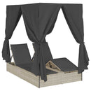vidaXL Dupla napozóágy Világosszürke 205 x 129 x 200 cm polirattan