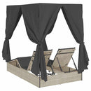 vidaXL Kettős Napozóágy Tetővel Világosszürke 205 x 129 x 200 cm