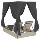 vidaXL Dupla napozóágy Világosszürke 205 x 129 x 200 cm polirattan
