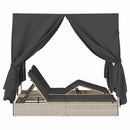 vidaXL Kettős Napozóágy Tetővel Világosszürke 205 x 129 x 200 cm