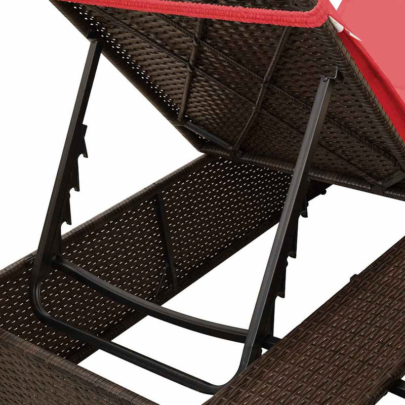 vidaXL Kettős Napozóágy Tetővel Barna 205 x 129 x 200 cm PE rattan
