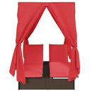 vidaXL Kettős Napozóágy Tetővel Barna 205 x 129 x 200 cm PE rattan