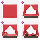 vidaXL Kettős Napozóágy Tetővel Barna 205 x 129 x 200 cm PE rattan