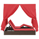 vidaXL Kettős Napozóágy Tetővel Barna 205 x 129 x 200 cm PE rattan