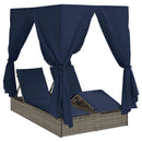 vidaXL Kettős Napozóágy Tetővel Szürke 205 x 129 x 200 cm PE rattan