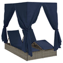 vidaXL Dupla napozóágy Állítható Fekete 205 x 129 x 200 cm polirattan