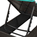 vidaXL Dupla napozóágy Állítható Türkiz 205 x 129 x 200 cm polirattan