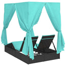 vidaXL Dupla napozóágy Állítható Türkiz 205 x 129 x 200 cm polirattan