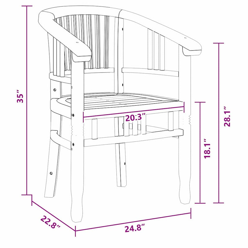 vidaXL Kerti székek 2 pcs Barna 63 x 58 x 89 cm Tömör tíkfa