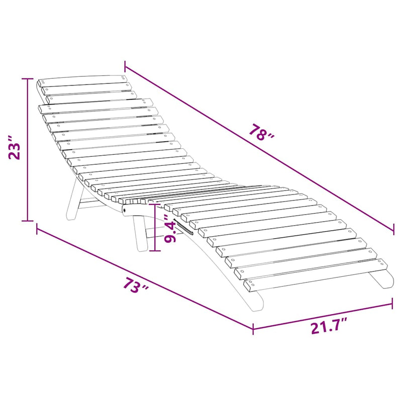 vidaXL Napozó Barna 184 x 55 x 59 cm Tömör Teakfa