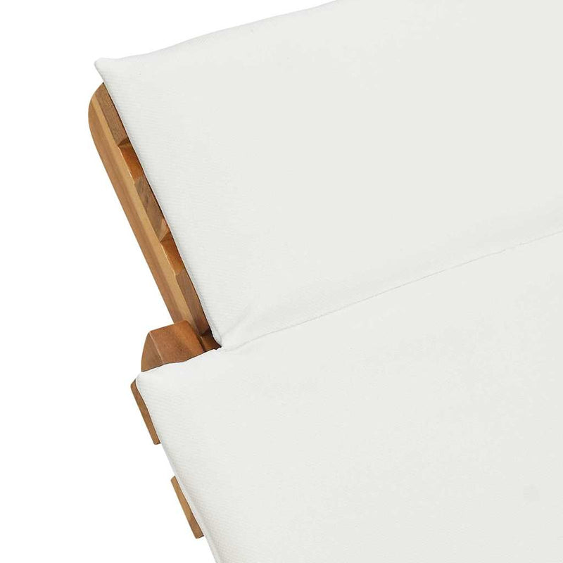 vidaXL Napozó párnával Krémfehér 188 x 55 x 59 cm Tömör tíkfa