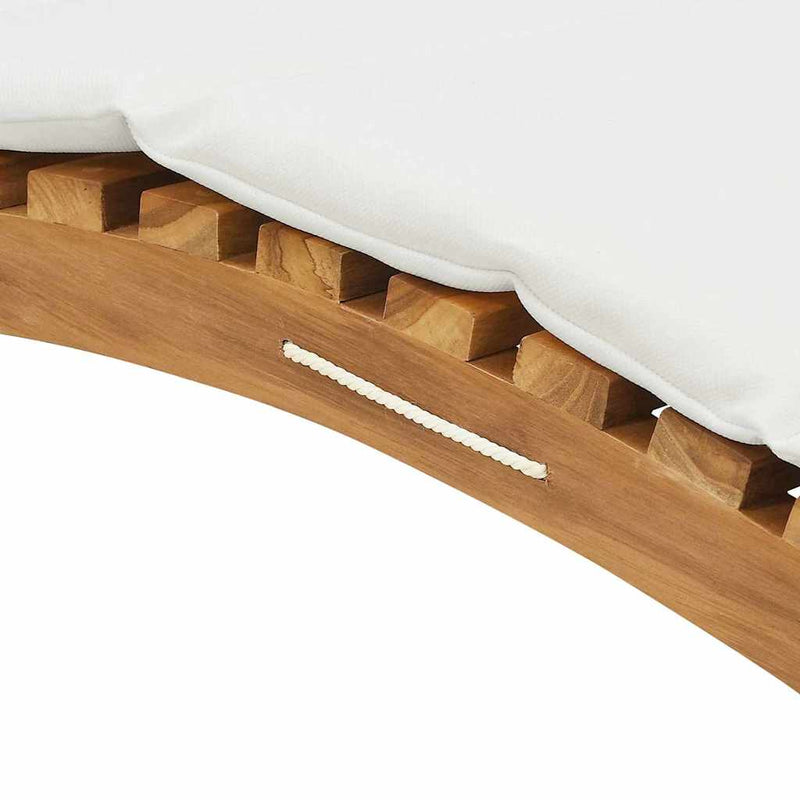 vidaXL Napozó párnával Krémfehér 188 x 55 x 59 cm Tömör tíkfa