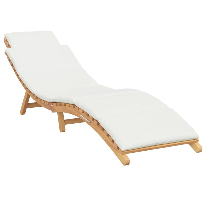 vidaXL Napozó párnával Krémfehér 188 x 55 x 59 cm Tömör tíkfa