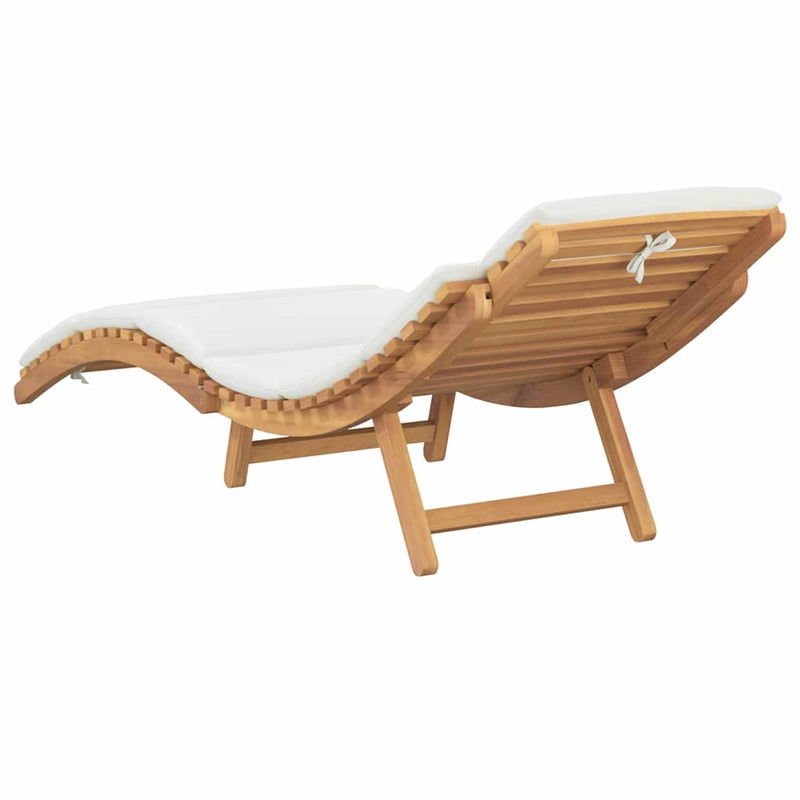 vidaXL Napozó párnával Krémfehér 188 x 55 x 59 cm Tömör tíkfa