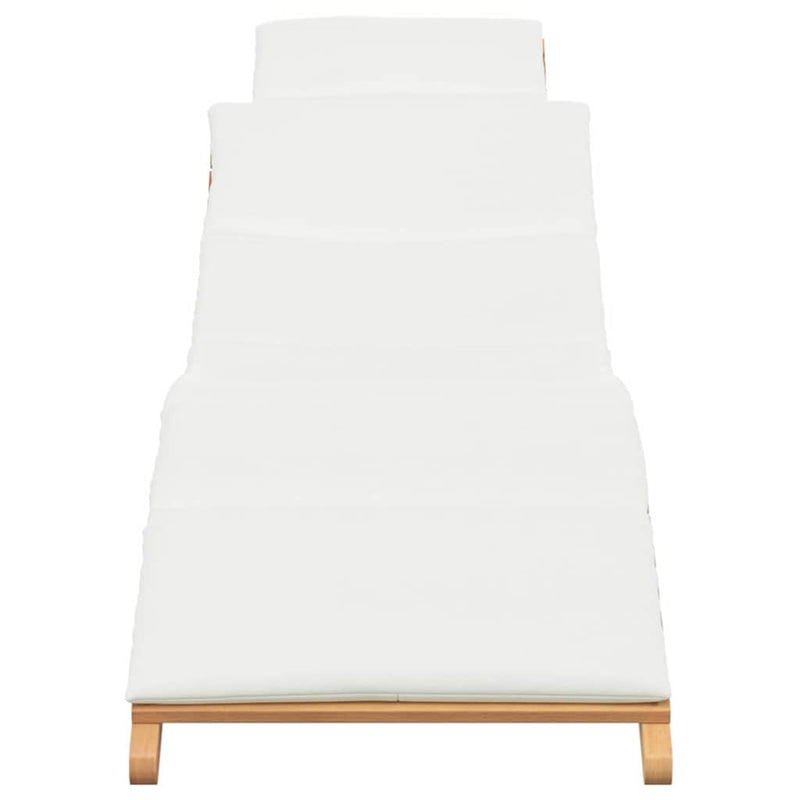 vidaXL Napozó párnával Krémfehér 188 x 55 x 59 cm Tömör tíkfa