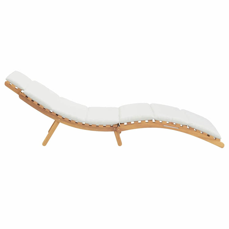vidaXL Napozó párnával Krémfehér 188 x 55 x 59 cm Tömör tíkfa