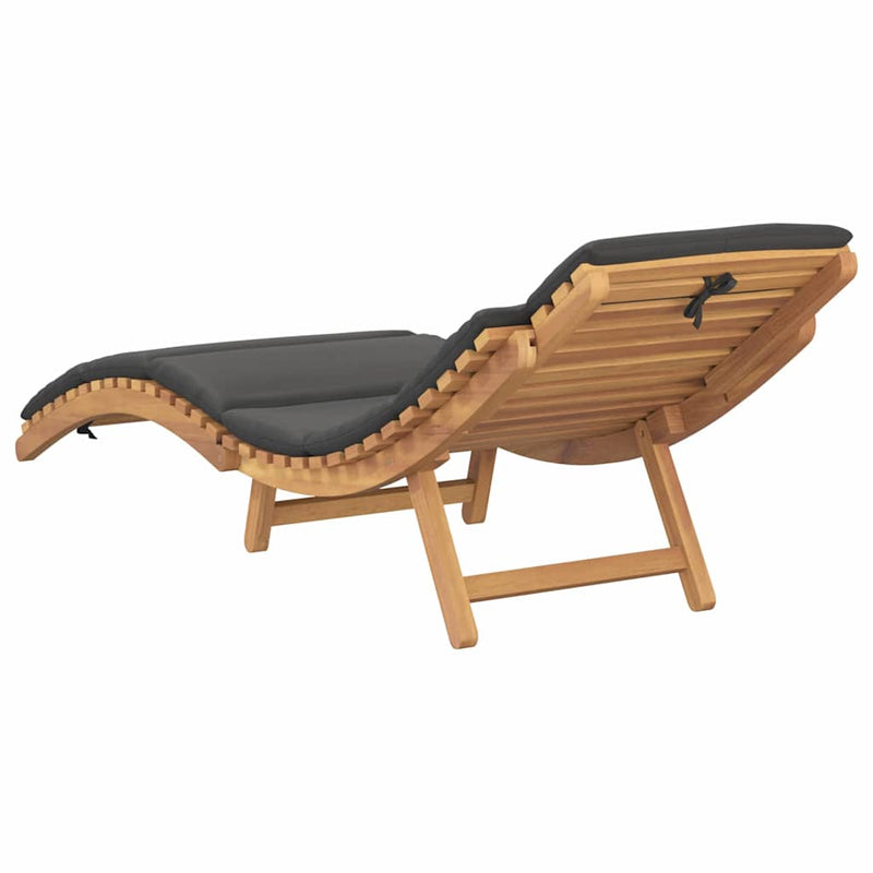 vidaXL Napozó párnával Sötétszürke 188 x 55 x 59 cm Tömör tíkfa