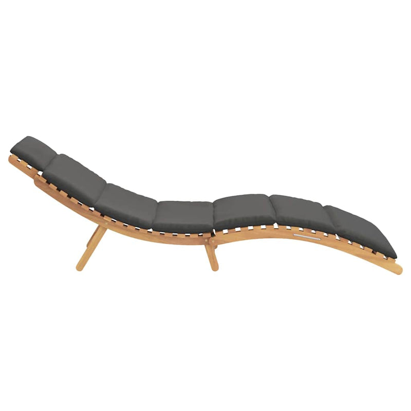 vidaXL Napozó párnával Sötétszürke 188 x 55 x 59 cm Tömör tíkfa