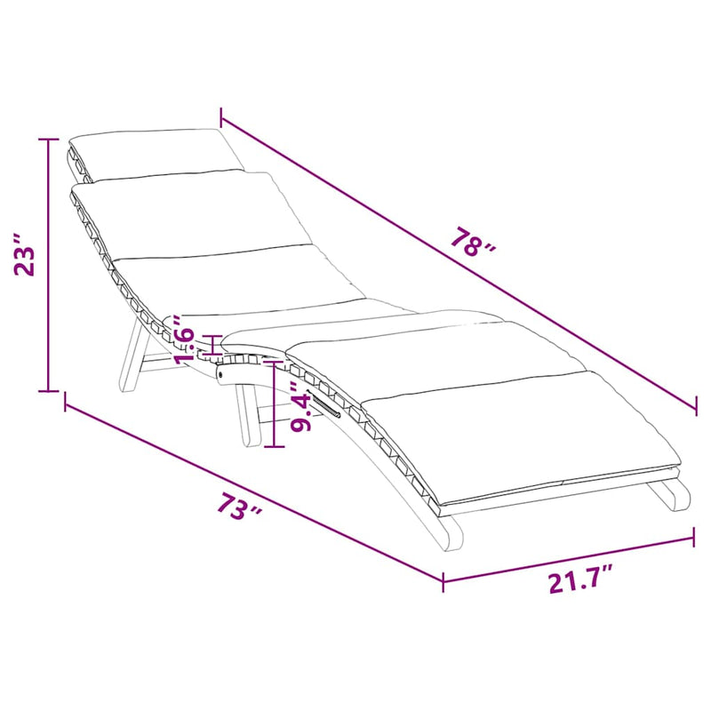 vidaXL Napozó párnával Sötétszürke 188 x 55 x 59 cm Tömör tíkfa