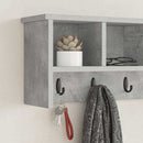 vidaXL Fali Kabáthorog polcokkal Beton Szürke 75 x 16 x 26 cm Faanyag