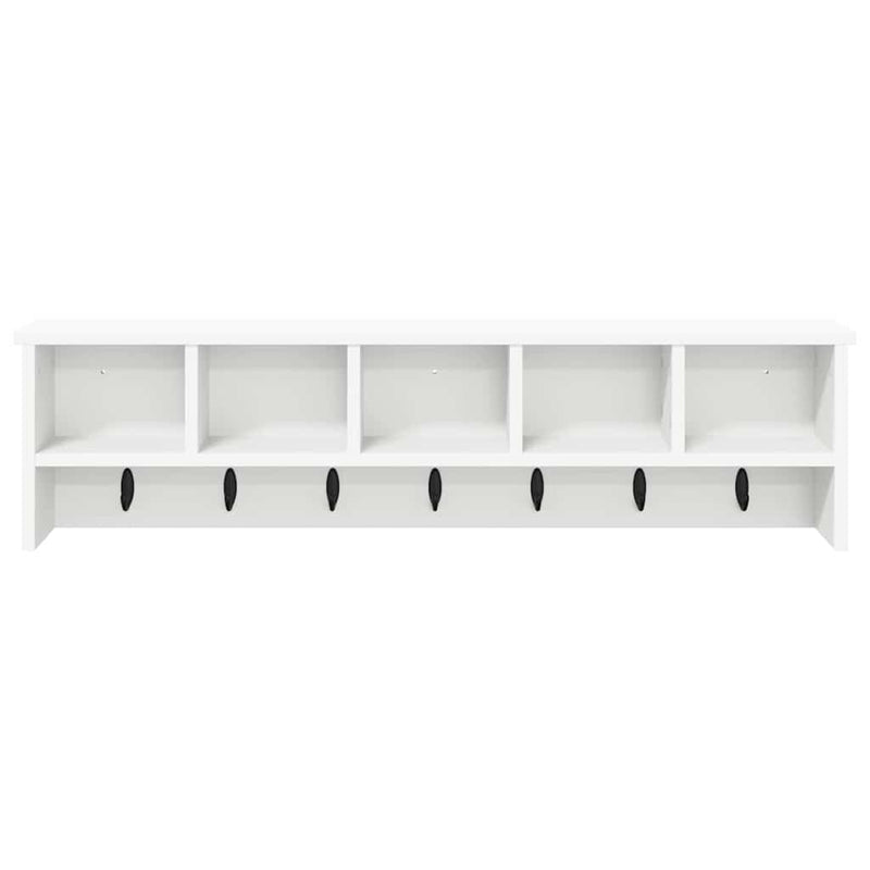vidaXL Fali Kabáthorog polcokkal Fehér 100 x 16 x 26 cm Faanyag