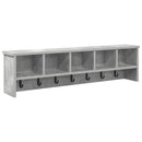 vidaXL Fali Kabáthorog polcokkal Beton Szürke 100 x 16 x 26 cm Faanyag