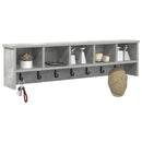 vidaXL Fali Kabáthorog polcokkal Beton szürke 100 x 16 x 26 cm Faanyag
