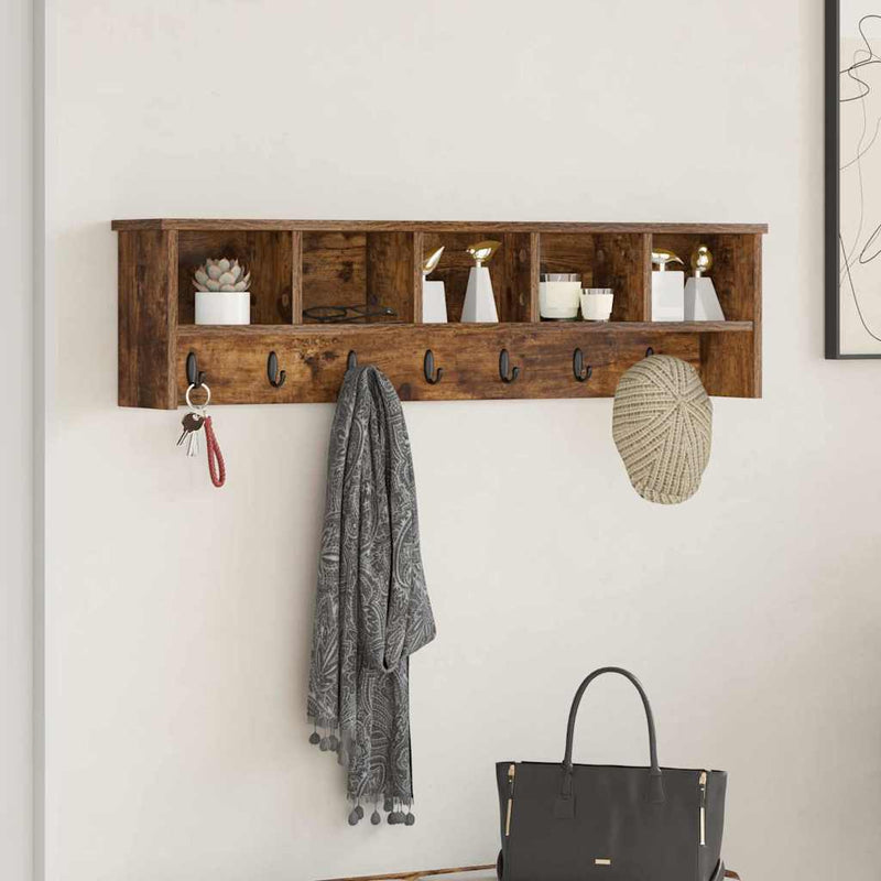 vidaXL Fali Kabáthorog Füstölt tölgy 100 x 16 x 26 cm Faanyag