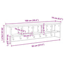 vidaXL Fali Kabáthorog Szürke sonoma 100 x 16 x 26 cm Faanyag