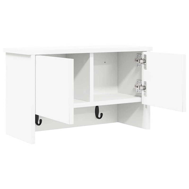 vidaXL Fali Kabáthorog polcokkal ajtóval Fehér 50 x 20 x 30 cm Faanyag