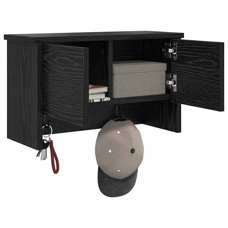 vidaXL Fali Kabáthorog polcokkal Musta tammi 50 x 20 x 30 cm Faanyag