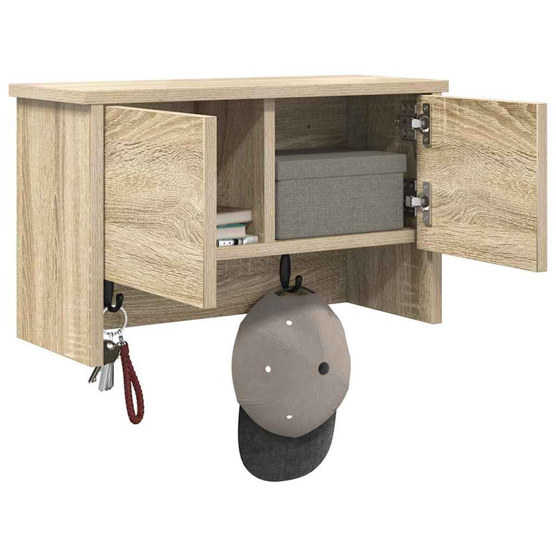 vidaXL Fali Kabáthorog polcokkal sonoma tölgy 50 x 20 x 30 cm Faanyag