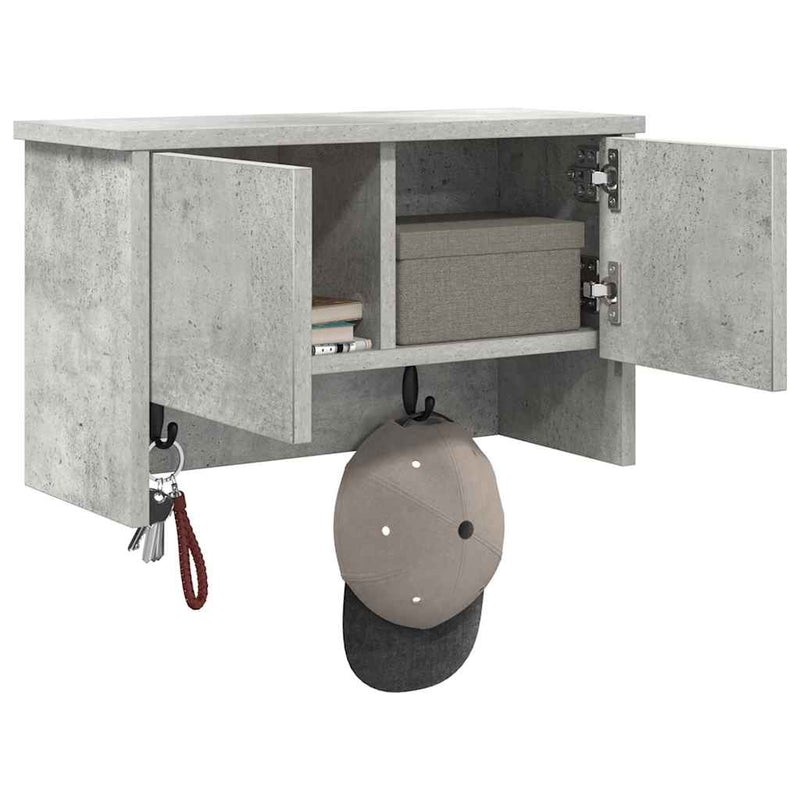 vidaXL Fali Kabáthorog polcokkal Beton szürke 50 x 20 x 30 cm Faanyag